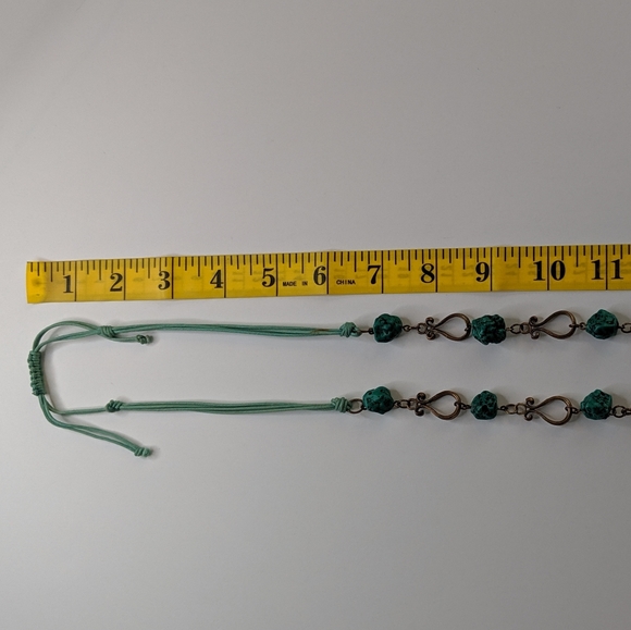 Costume Jade /Bronze Adjustable Statement Necklace - Picture 10 of 10